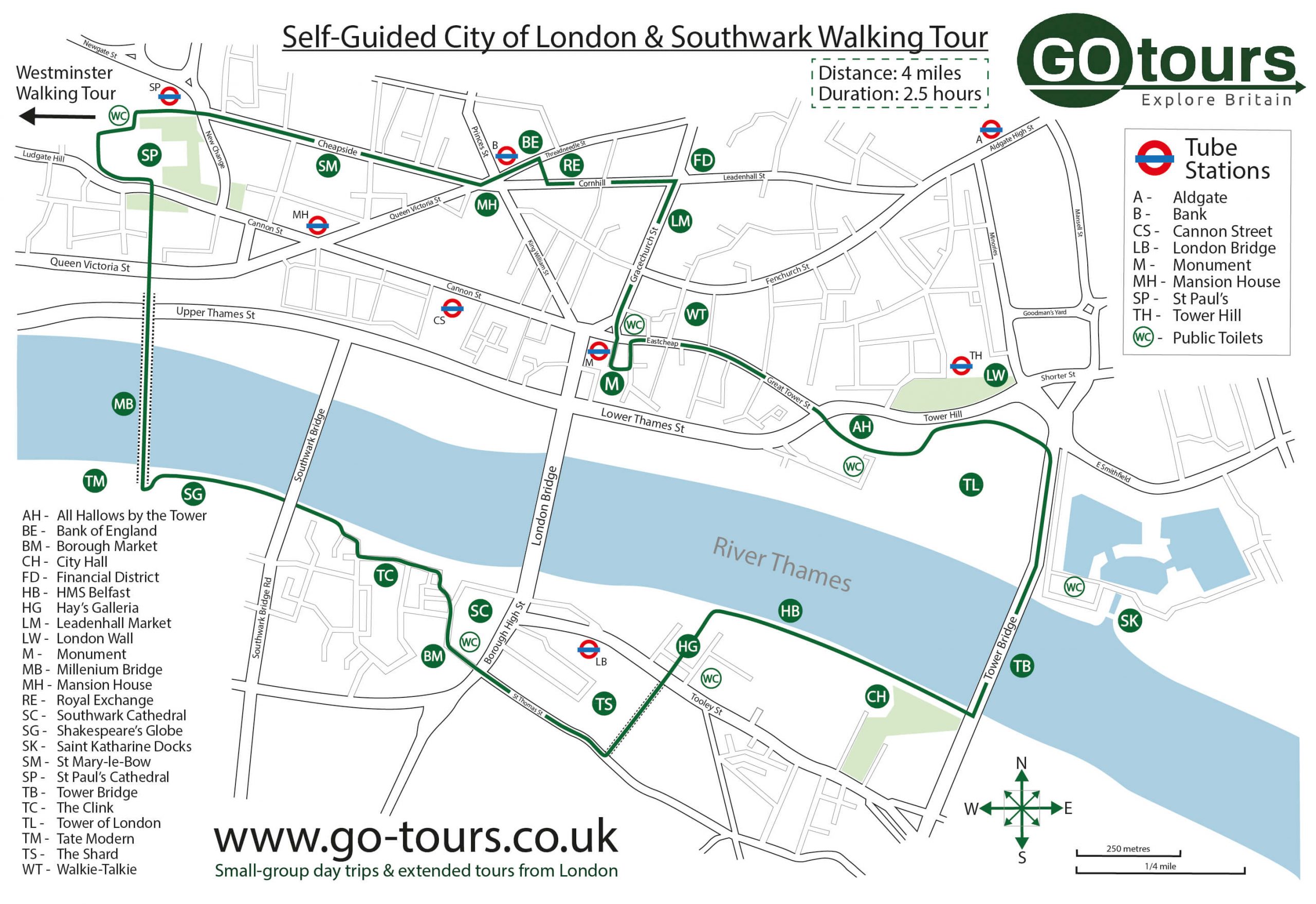 City & Southwark Walking Tour Map